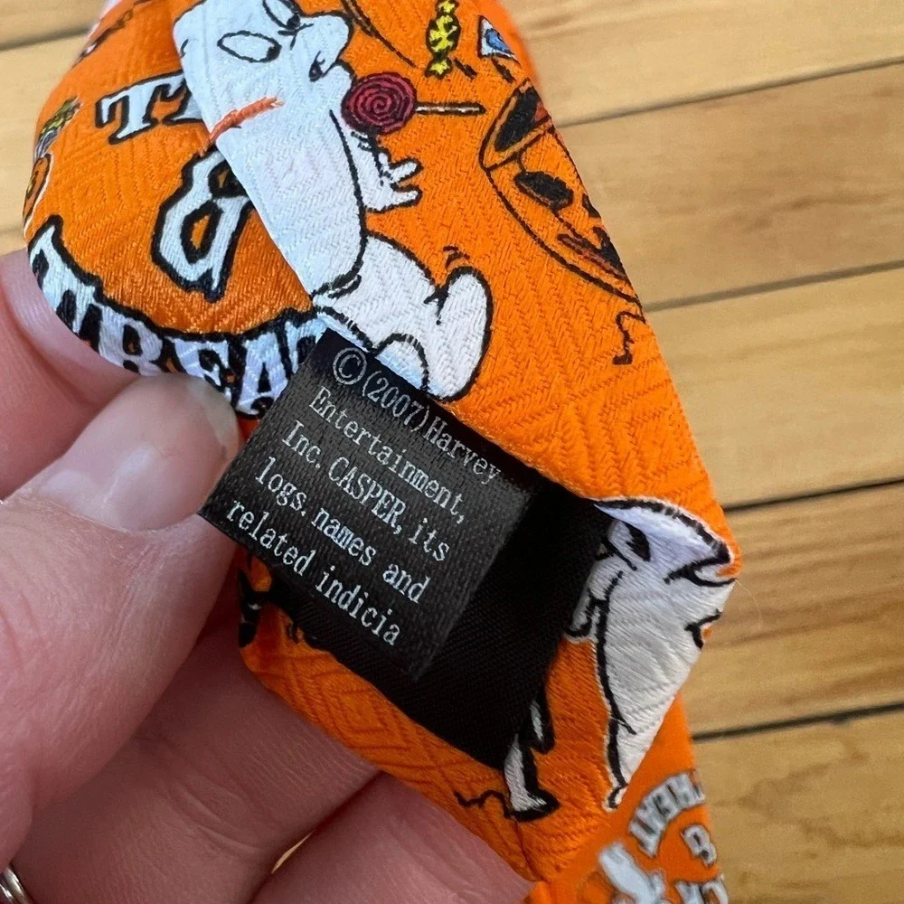 Casper Mens‎ Tie Necktie Orange Multicolor The Friendly Ghost Halloween